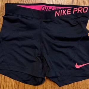 Nike Pro Women's Black and Pink Athletic Shorts